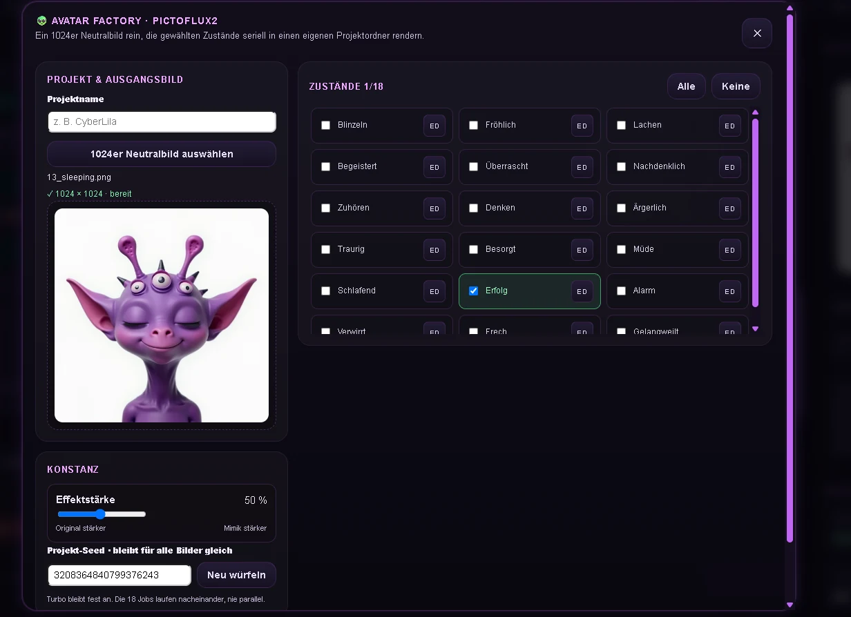 Avatar Factory project and render controls