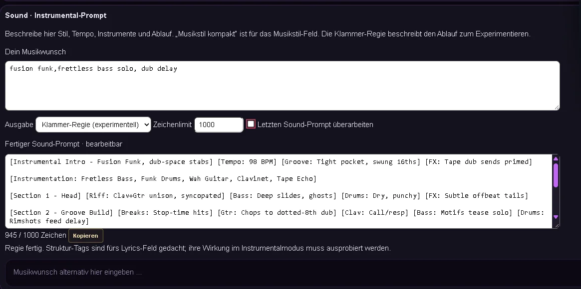 HAL Musik- und Instrumental-Prompt-Builder